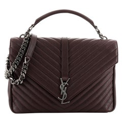 Saint Laurent Klassische Monogramm College Tasche Matelasse Chevron Leder groß