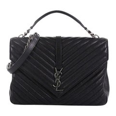 Saint Laurent Classic Monogram College Bag Matelasse Chevron Leather Large