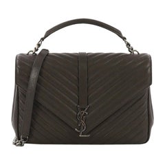 Saint Laurent Classic Monogram College Bag Matelasse Chevron Leather Large