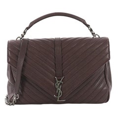 Saint Laurent Classic Monogram College Bag Matelasse Chevron Leather Large