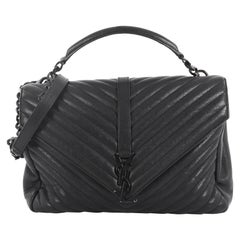 Saint Laurent Classic Monogram College Bag Matelasse Chevron Leather Large