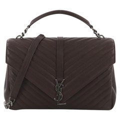 Saint Laurent Classic Monogram College Bag Matelasse Chevron Leather Large