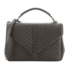 Saint Laurent Classic Monogram College Bag Matelasse Chevron Leather Large