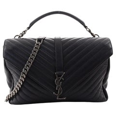 Saint Laurent Classic Monogram College Bag Matelasse Chevron Leather Large