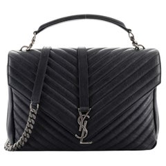 Saint Laurent Klassische Monogramm College Tasche Matelasse Chevron Leder groß