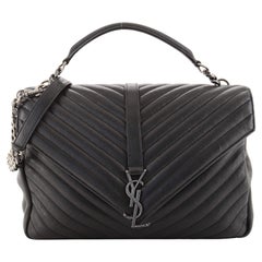 Saint Laurent Klassische Monogramm College Tasche Matelasse Chevron Leder groß