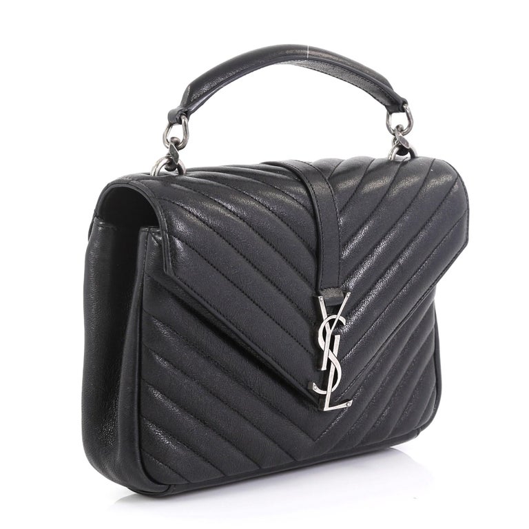 Saint Laurent Classic Monogram College Bag Matelasse Chevron Leather