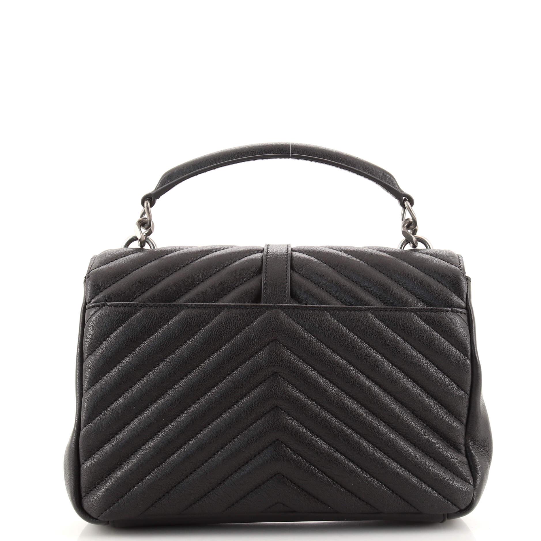 Saint Laurent Classic Monogram College Bag Matelasse Chevron Leather Medium In Good Condition In NY, NY
