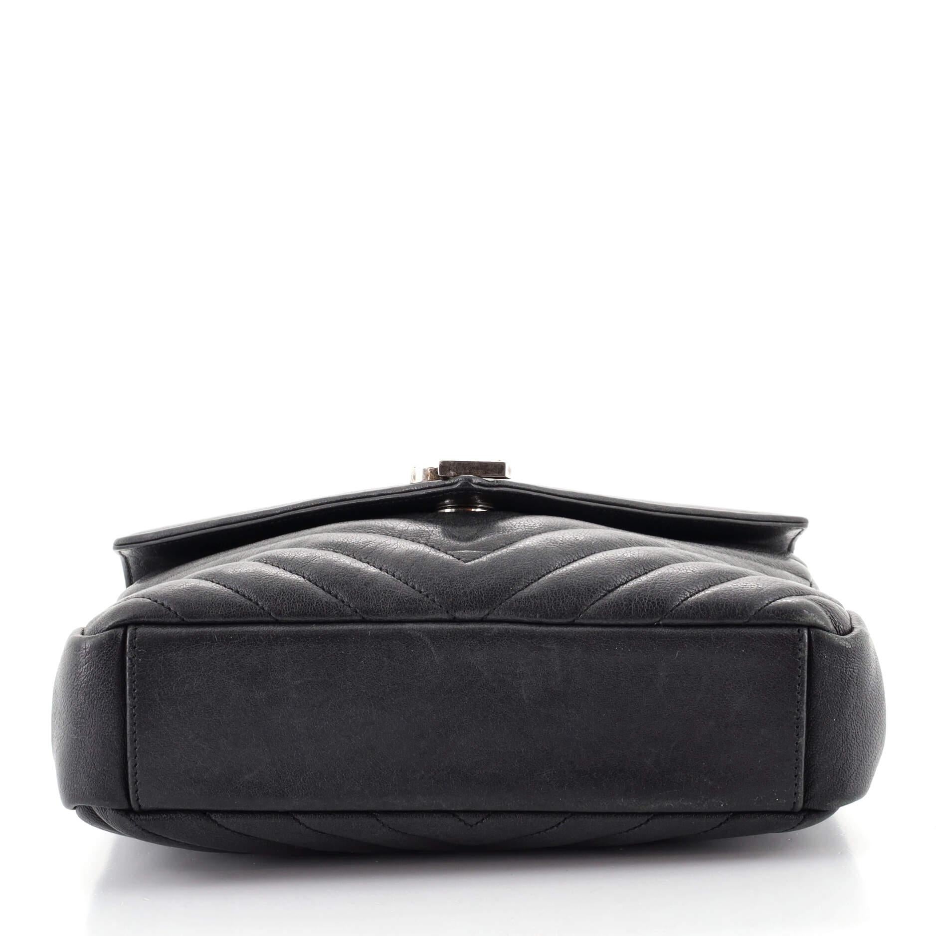 Black Saint Laurent Classic Monogram College Bag Matelasse Chevron Leather Medium
