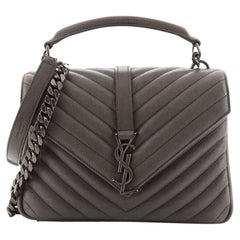 Saint Laurent Classic Monogram College Bag Matelasse Chevron Leather Medium