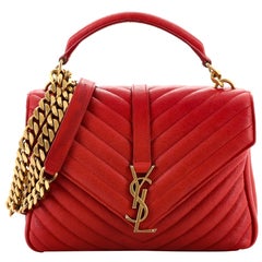 Saint Laurent Klassische Monogrammierte Collegetasche Matelasse Chevron Leder Medium