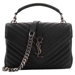 Saint Laurent Klassische Monogrammierte Collegetasche Matelasse Chevron Leder Medium