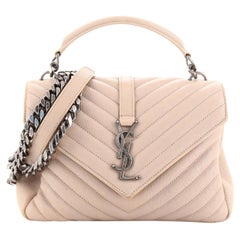 Saint Laurent Klassische Monogrammierte Collegetasche Matelasse Chevron Leder Medium