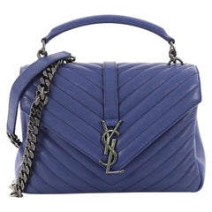 Saint Laurent Classic Monogram College Bag Matelasse Chevron Leather Medium