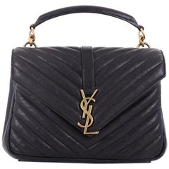 Saint Laurent Classic Monogram College Bag Matelasse Chevron Leather Medium