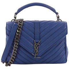 Saint Laurent Classic Monogram College Bag Matelasse Chevron Leather Medium