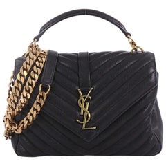 Saint Laurent Classic Monogram College Bag Matelasse Chevron Leather Medium