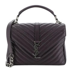 Saint Laurent Classic Monogram College Bag Matelasse Chevron Leather Medium