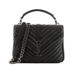 Saint Laurent Classic Monogram College Bag Matelasse Chevron Leather Medium