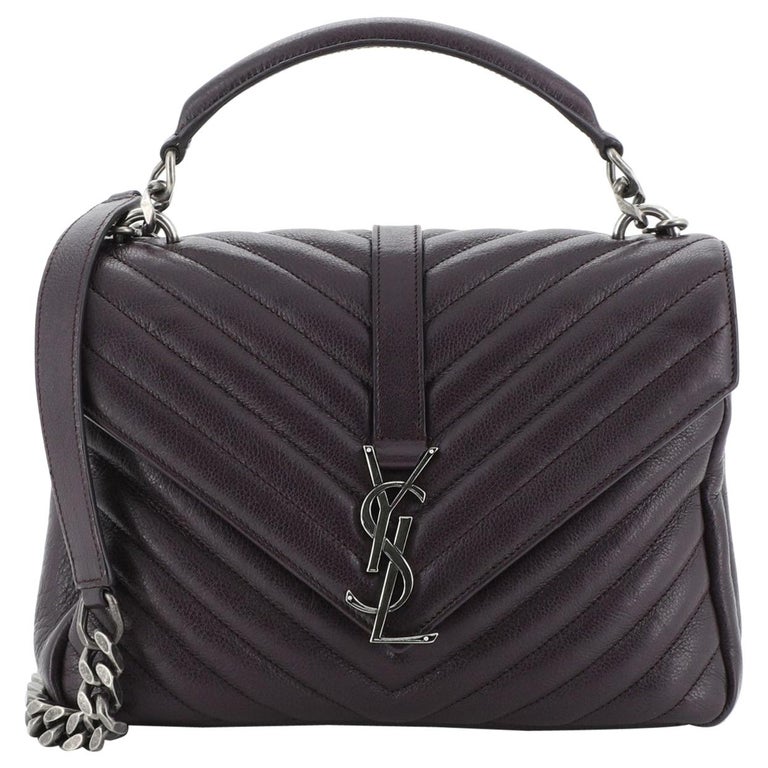 Saint Laurent Classic Monogram College Bag Matelasse Chevron Leather