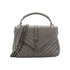 Saint Laurent Classic Monogram College Bag Matelasse Chevron Leather Medium