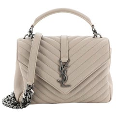 Saint Laurent Klassische Monogrammierte Collegetasche Matelasse Chevron Leder Medium