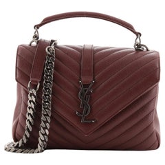 Saint Laurent Klassische Monogrammierte Collegetasche Matelasse Chevron Leder Medium