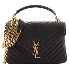 Saint Laurent Classic Monogram College Bag Matelasse Chevron Leather Medium