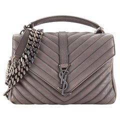 Saint Laurent Klassische Monogrammierte College-Tasche Matelasse Chevron aus Leder Medium