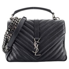 Saint Laurent Classic Monogram College Bag Matelasse Chevron Leather Medium