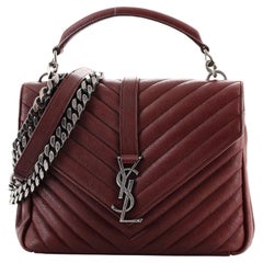 Saint Laurent Klassische Monogrammierte Collegetasche Matelasse Chevron Leder Medium