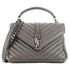 Saint Laurent Klassische Monogrammierte Collegetasche Matelasse Chevron Leder Medium
