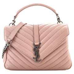 Saint Laurent Klassische Monogrammierte Collegetasche Matelasse Chevron Leder Medium