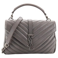 Saint Laurent Klassische Monogrammierte Collegetasche Matelasse Chevron Leder Medium