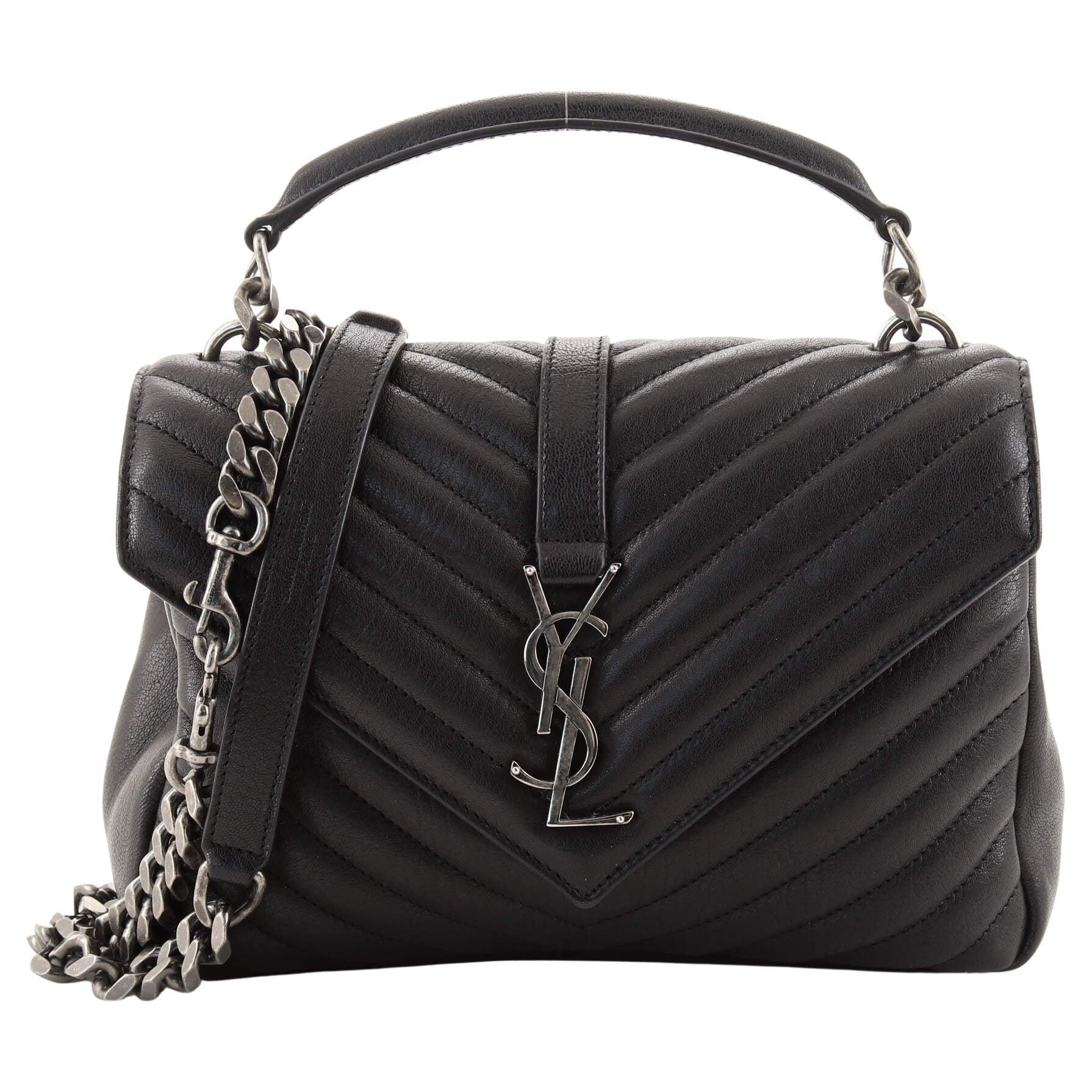 Saint Laurent Classic Monogram College Bag Matelasse Chevron Leather Medium