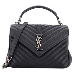 Saint Laurent Klassische Monogrammierte Collegetasche Matelasse Chevron Leder Medium