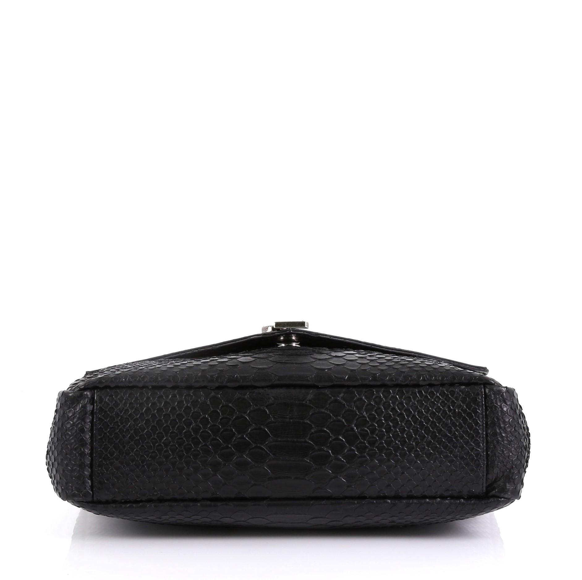 Black Saint Laurent Classic Monogram College Bag Python Embossed Leather Large
