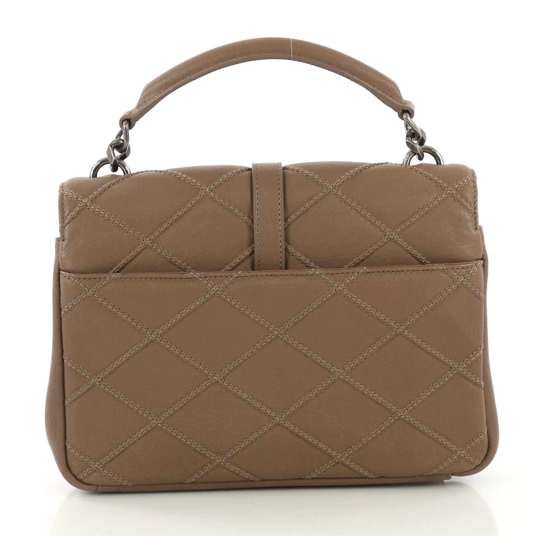 Brown Saint Laurent Classic Monogram College Bag Quilted Leather Medium