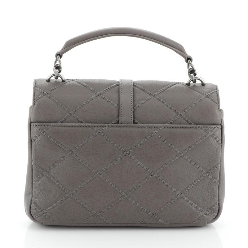 Gray Saint Laurent Classic Monogram College Bag Quilted Leather Medium