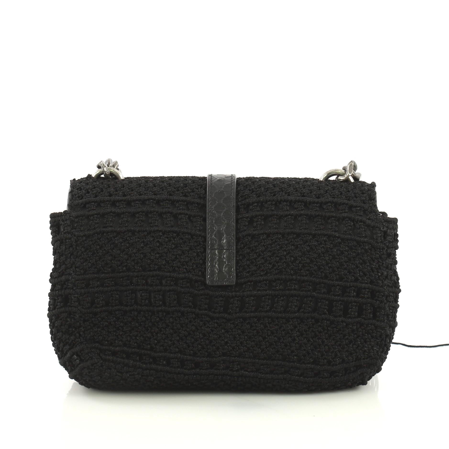 Black Saint Laurent Classic Monogram Crossbody Bag Crochet Over Leather Baby 