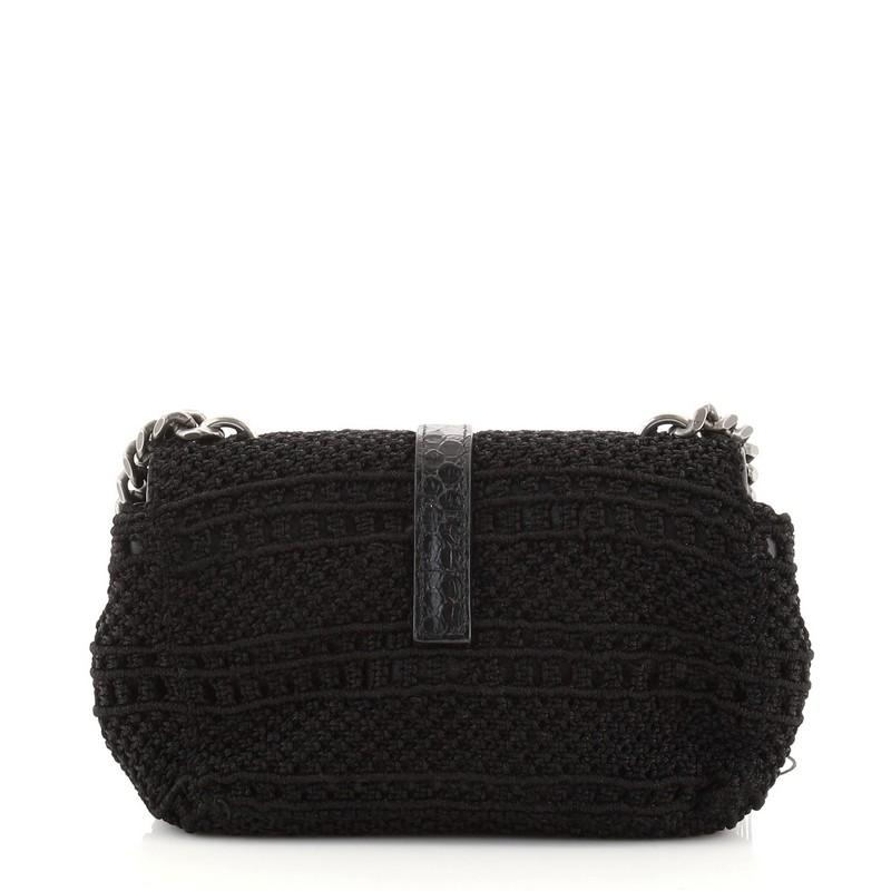 Black Saint Laurent Classic Monogram Crossbody Bag Crochet Over Leather Baby