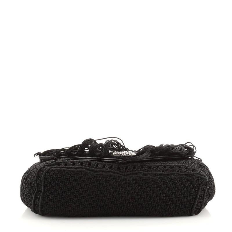 Saint Laurent Classic Monogram Crossbody Bag Crochet Over Leather Baby In Good Condition In NY, NY