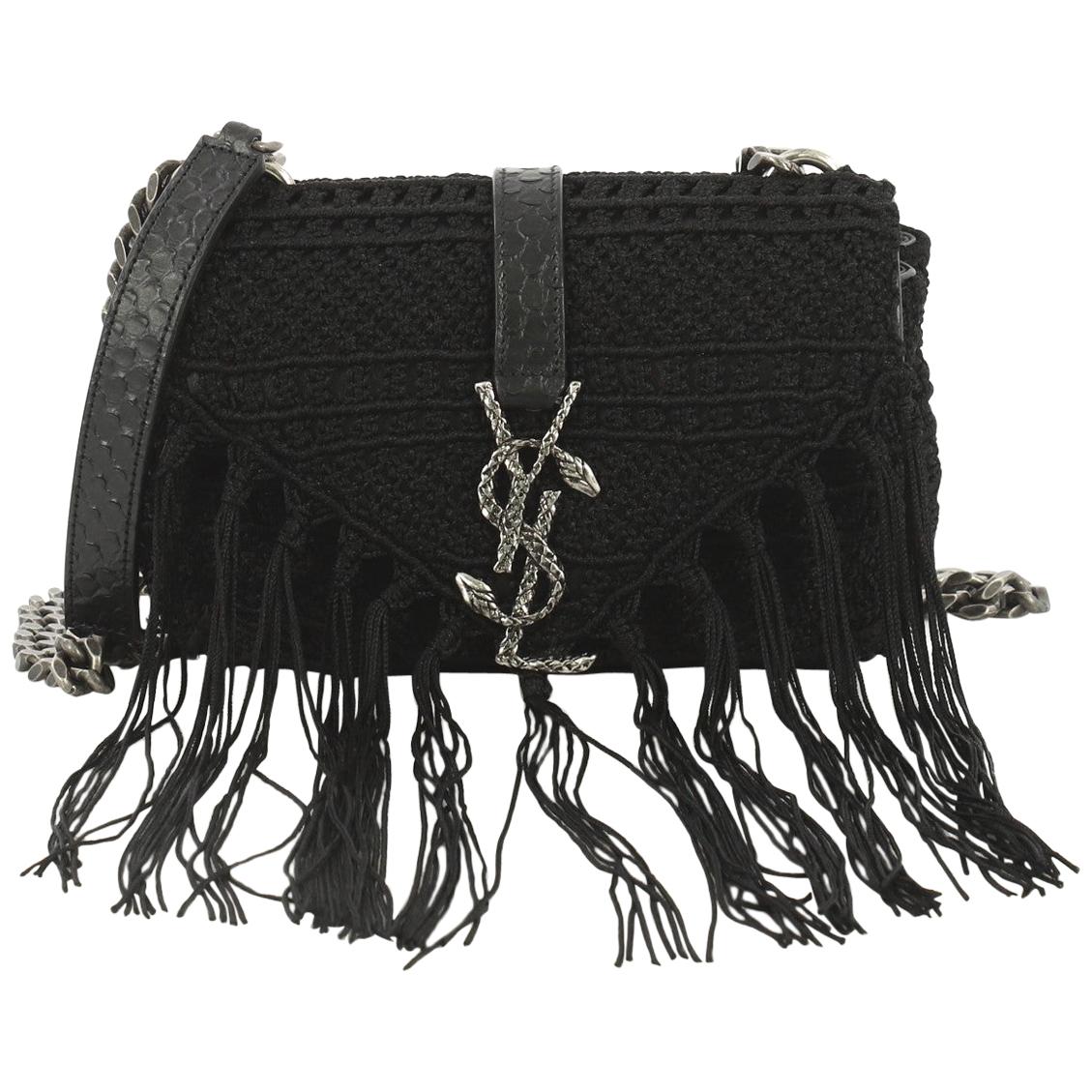Saint Laurent Classic Monogram Crossbody Bag Crochet Over Leather Baby 