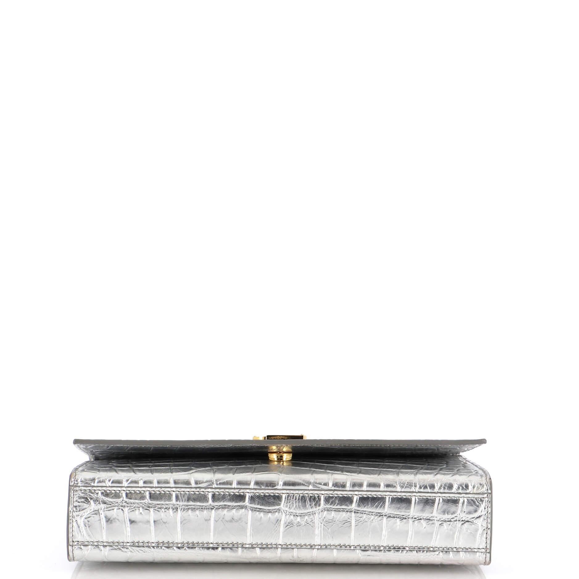 Women's or Men's Saint Laurent Classic Monogram Crossbody Bag Crocodile Embossed Leather Large
