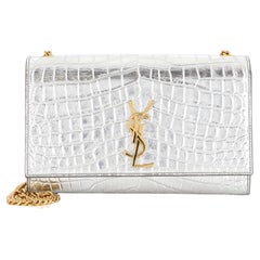 Saint Laurent Classic Monogram Crossbody Bag Crocodile Embossed Leather Large