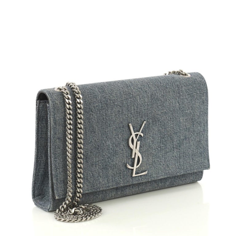 Saint Laurent Classic Monogram Crossbody Bag Denim Medium at 1stDibs