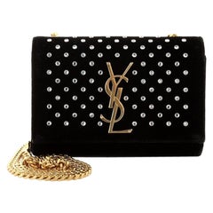 Saint Laurent Classic Monogram Crossbody Bag Embellished Velvet Small