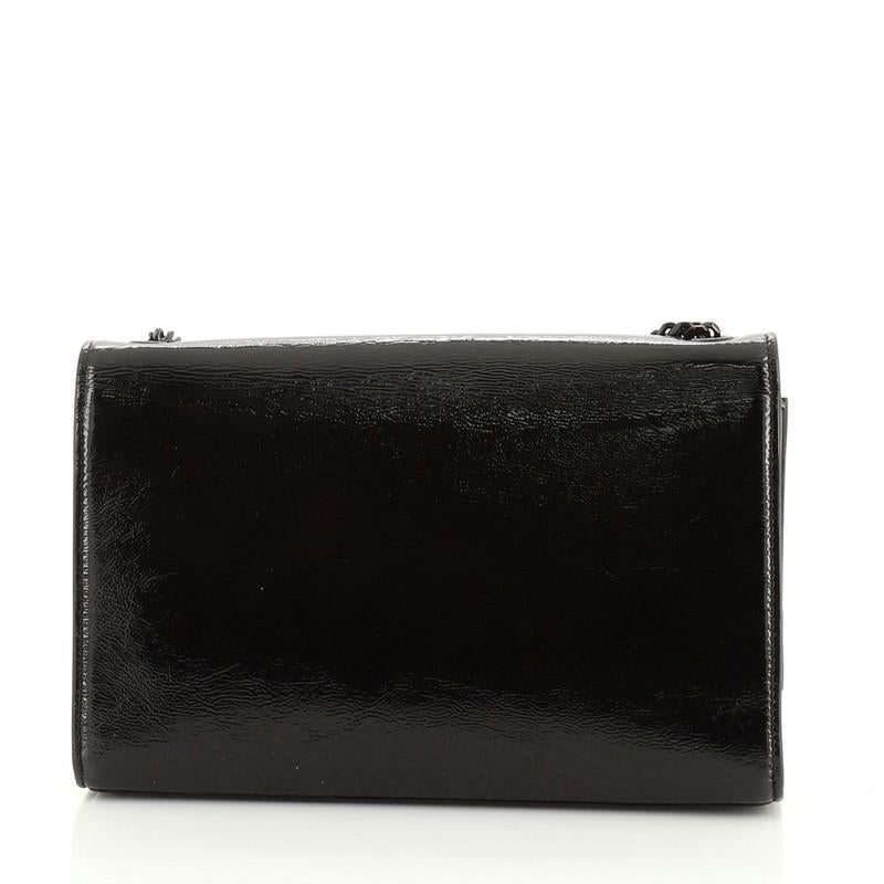 Black Saint Laurent Classic Monogram Crossbody Bag Glazed Leather Medium