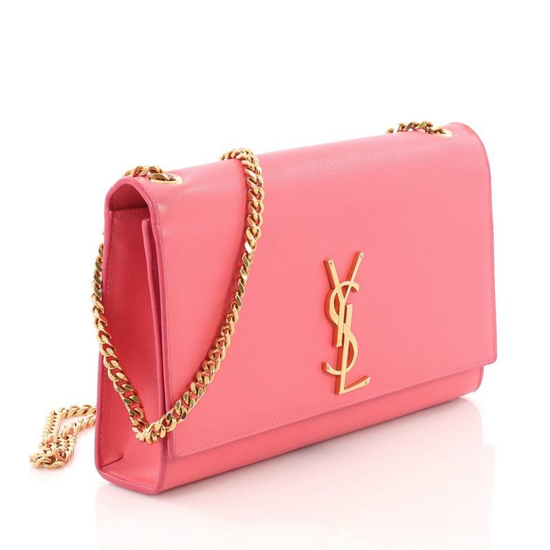 Pink Saint Laurent Classic Monogram Crossbody Bag Grainy Leather Medium