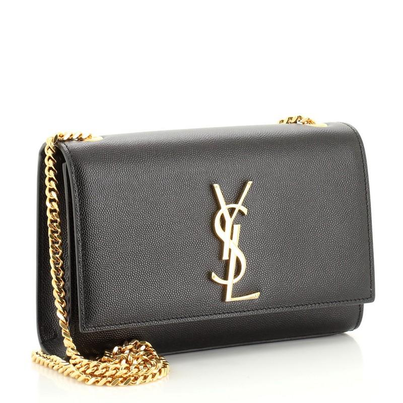 Black Saint Laurent Classic Monogram Crossbody Bag Grainy Leather Small